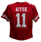 Brandon Aiyuk Autographed/Signed Red Pro Style Jersey Beckett 38202