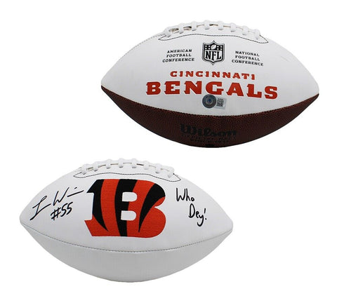 Logan Wilson Signed Cincinnati Bengals Embroidered White Football w/"Who Dey!"