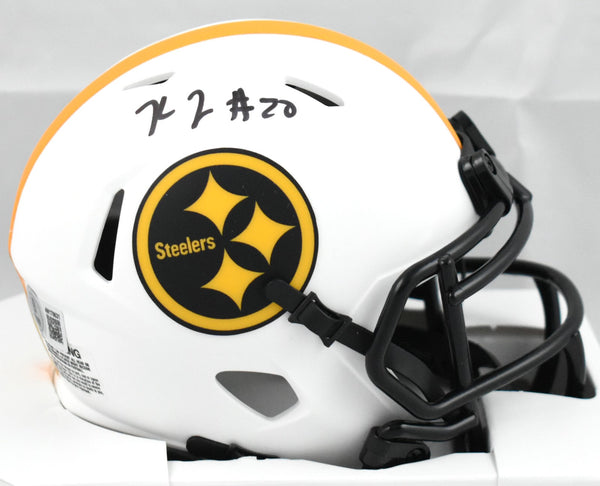 Kaleb Johnson Autographed Steelers Lunar Speed Mini Helmet - Beckett W Hologram