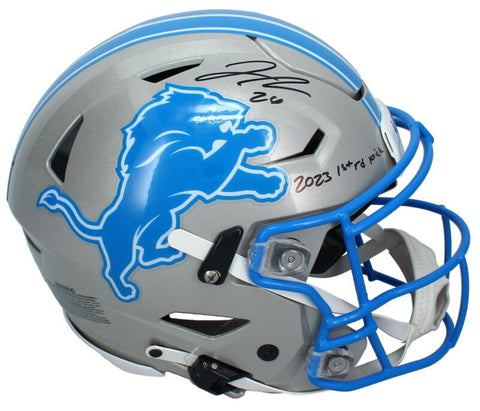 Jahmyr Gibbs Autographed "1st Rd Pick" Lions Authentic SpeedFlex Helmet Fanatics