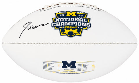 Junior Colson Signed Michigan 2003 National Champs Logo White Football -(SS COA)