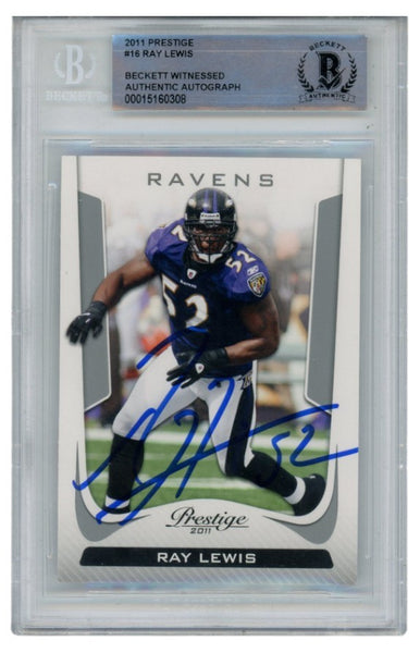 Ray Lewis Autographed/Signed 2011 Prestige #16 Trading Card Beckett 52502