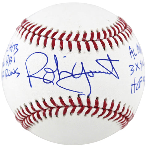 Brewers Robin Yount "6x Stat" Authentic Signed Oml Baseball BAS Witness #WY33979