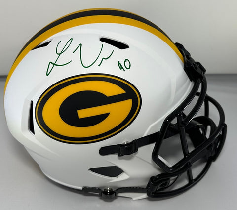 Packers LUKAS VAN NESS Signed Full Size LUNAR Replica Speed Helmet AUTO - BAS