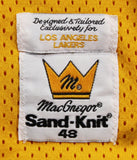 Lakers Magic Johnson "HOF 02" Signed Yellow MacGregor Sand-Knit Jersey BAS Wit 1