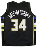 Giannis Antetokounmpo Authentic Signed Black Pro Style Jersey BAS #WF24895