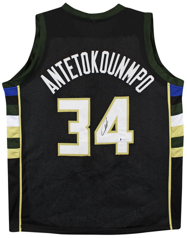 Giannis Antetokounmpo Authentic Signed Black Pro Style Jersey BAS #WF24895