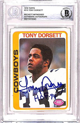 Tony Dorsett Autographed 1978 Topps #315 Trading Card HOF Beckett 39010