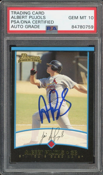 2001 Bowman #264 Albert Pujols RC Rookie On Card PSA/DNA Auto GEM MINT 10