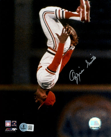 Ozzie Smith Autographed/Signed St Louis Cardinals 8x10 Photo Beckett 57719