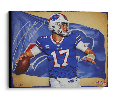 Josh Allen Bills Signed Stretched 20x24 Canvas Giclee Print-Brian Konnick-LE 17