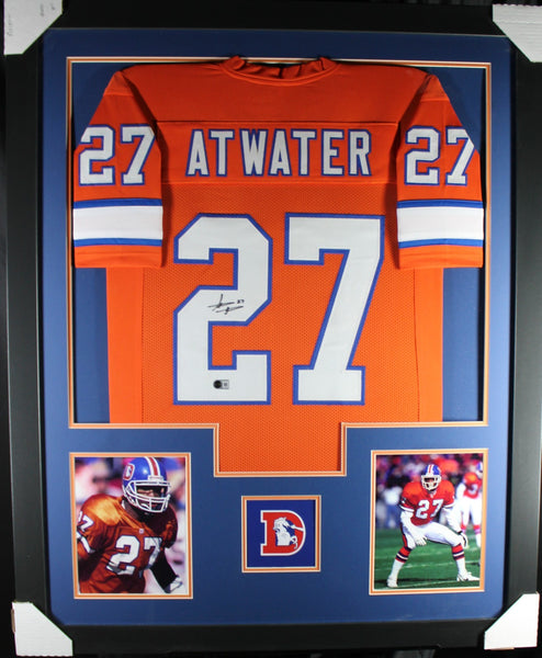 STEVE ATWATER (Broncos orange TOWER) Signed Auto Framed Jersey Beckett