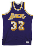 Lakers Magic Johnson "HOF 02" Signed Purple MacGregor Sand-Knit Jersey BAS Wit