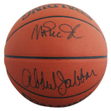 Lakers Magic Johnson & Kareem Abdul-Jabbar Signed Basketball BAS Wit #5W053812