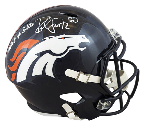 Broncos Rod Smith "MHS" Signed Full Size Speed Rep Helmet BAS Witnessed