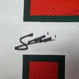 Framed Autographed/Signed Francis Mauigoa 35x39 Miami Orange Jersey JSA COA