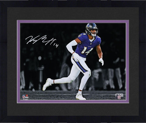 Framed Kyle Hamilton Baltimore Ravens Signed 11x14 Purple Jersey Spotlight Photo
