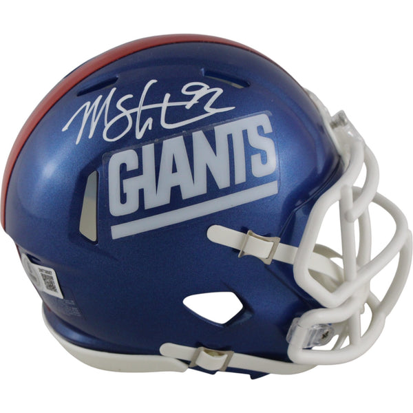 Michael Strahan Autographed New York Giants Color Rush Mini Helmet Beckett 49857