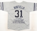 Dave Winfield Signed New York Yankees Career Highlight Stat Jersey (JSA COA) D.H