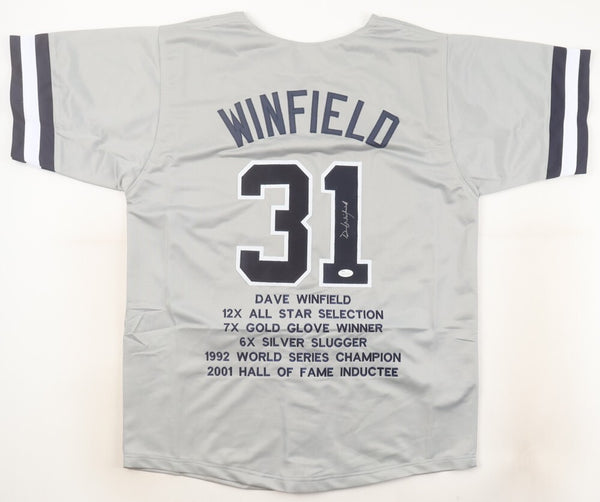 Dave Winfield Signed New York Yankees Career Highlight Stat Jersey (JSA COA) D.H