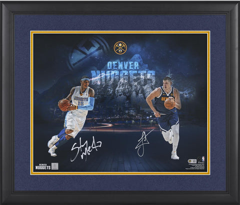 Carmelo Anthony and Nikola Jokic Denver Nuggets Framed Signed 16" x 20" Photo