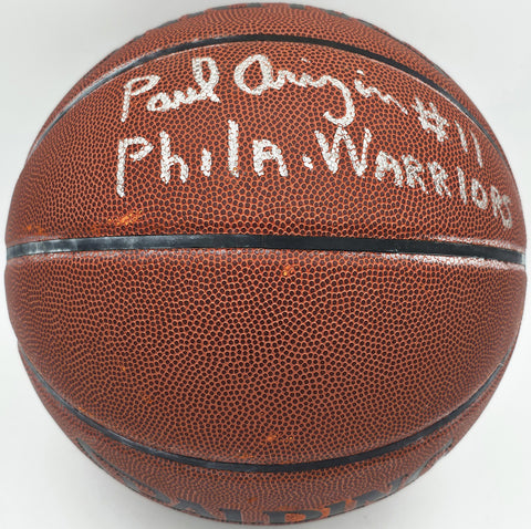 Paul Arizin Autographed Leather Basketball Warriors Beckett
