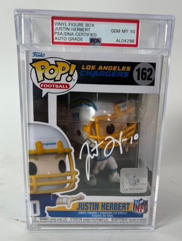 Justin Herbert Autographed LA Chargers Funko POP! Figure PSA GEM MT 10 AUTO