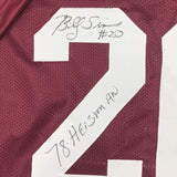 Autographed/Signed Billy Sims 78 Heisman Oklahoma Maroon Jersey JSA COA
