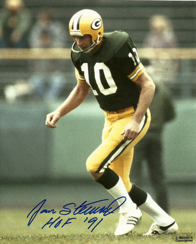 Packers Kicker JAN STENERUD Signed 8X10 Photo #1 AUTO w/ HOF '91