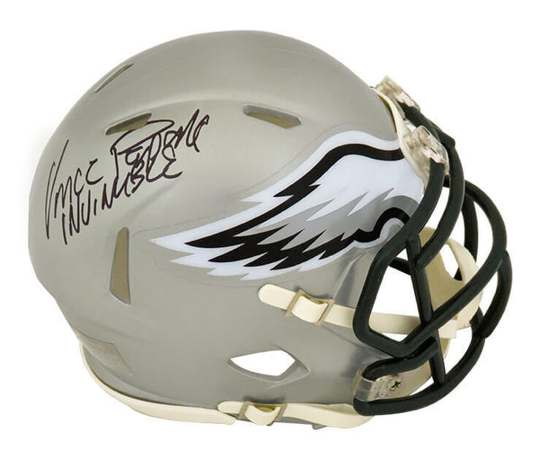 Vince Papale Signed Eagles FLASH Riddell Speed Mini Helmet w/Invincible (SS COA)