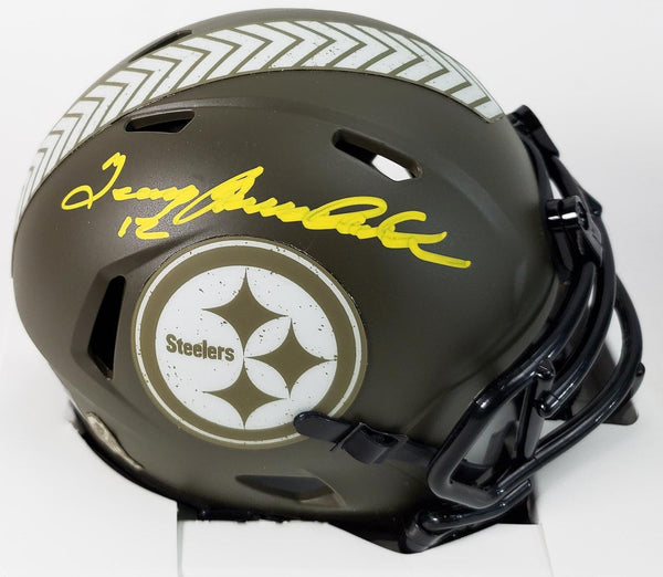 Terry Bradshaw Signed Pittsburgh Steelers Salute to Service Mini Helmet /Beckett