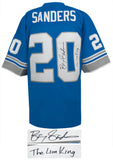 Barry Sanders Signed Lions Blue 1996 T/B M&N Football Jersey w/Lion King -SS COA