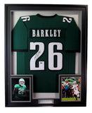 Saquon Barkley Signed/Auto Eagles Green Football Jersey Framed Beckett 193924