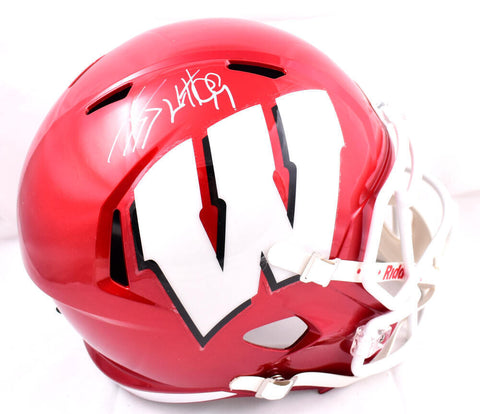 JJ Watt Autographed Wisconsin F/S Flash Speed Helmet-Beckett W Hologram *White