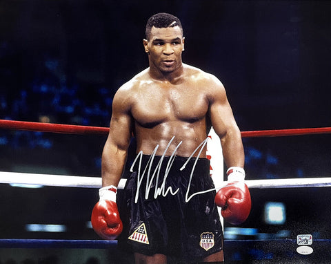 Mike Tyson Signed 16x20 Boxing Stare Down Photo JSA