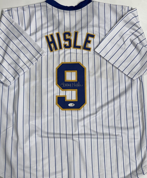 LARRY HISLE Signed Replica Pinstripe Jersey AUTO - Milwaukee Brewers MLB - JSA