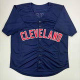 Autographed/Signed Corey Kluber Cleveland Blue Jersey Beckett BAS COA