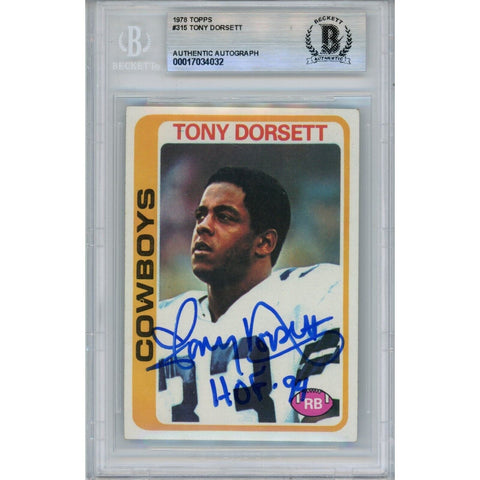 Tony Dorsett Autographed 1978 Topps #315 HOF Trading Card Beckett 46497