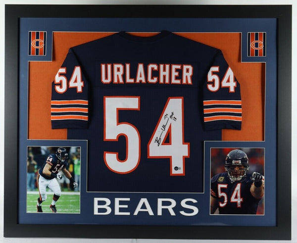 Brian Urlacher Signed Chicago Bears 35x43 Framed Jersey Insc. HOF 2018 (Becket)