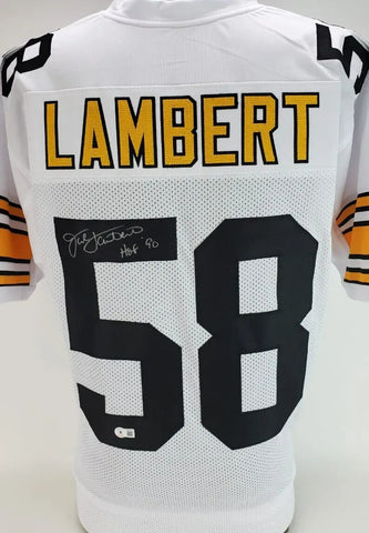 Jack Lambert Signed Pittsburgh Steelers Jersey Inscribed "HOF 90" (Beckett)