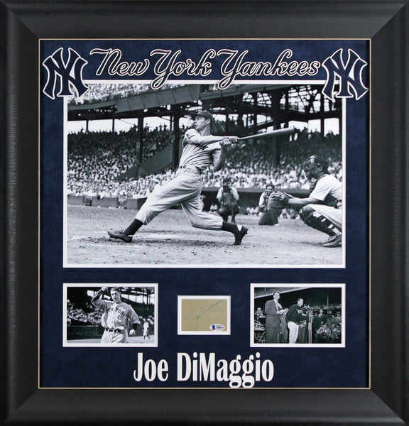 Yankees Joe DiMaggio Authentic Signed & Framed 2.5x3 Cut Signature BAS #A88434
