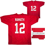 ALABAMA JOE WILLIE NAMATH AUTOGRAPHED CRIMSON JERSEY FULL NAME BECKETT 212601