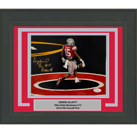 Framed Autographed/Signed Ezekiel Elliott Ohio State Buckeyes 8x10 Photo JSA COA