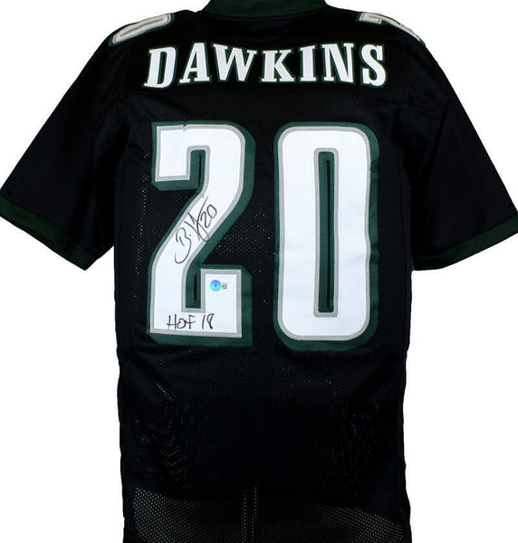 Brian Dawkins Autographed Black Pro Style Jersey w/HOF- Beckett W Hologram