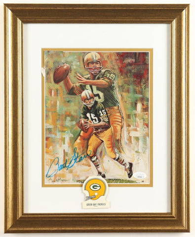 Green Bay QB Bart Starr Signed Packers Framed Display (JSA COA) w/ Lambeau M.B.