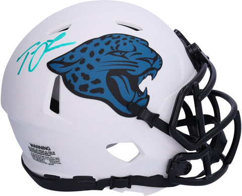 Trevor Lawrence Jaguars Signed Riddell Lunar Eclipse Speed Mini Helmet-Teal Ink