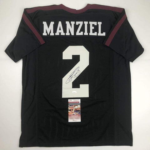 Autographed/Signed Johnny Manziel Texas A&M Black College Football Jersey JSA CO