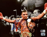 Mike Tyson Autographed Signed 8x10 Photo With Belts Beckett BAS