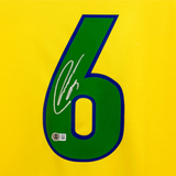 Roberto Carlos Signed Brazil FC Home Soccer Jersey #6 with Beckett Witness