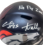 Chris Harris Jr. Aqib Talib Dual Autographed Broncos Helmet "No Fly Zone" BAS CO